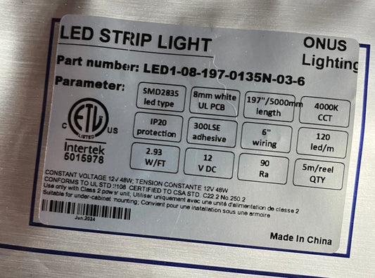 Led strip light 12v-5mm-4000k